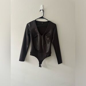 Express Long Sleeve Leather Bodysuit